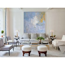 Abstract Oil Painting, Contemporary Art. Hand Paint Large Art  Yellow, Blue, Gray, etc.