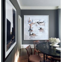 Large Acrylic Painting On Canvas, Large Abstract canvas art. Large Contemporary Painting by Biao. Brown, black, blue, gray, etc.