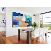 Palette Knife Painting, Original Horizontal Wall Art, Large Abstract canvas art Canvas Painting, Large Art. Yellow, blue, green, etc.