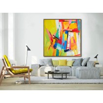 Large Palette Knife Painting On Canvas, Large Abstract canvas art Decor. Large Contemporary Painting by Leo, blue, green, yellow, red