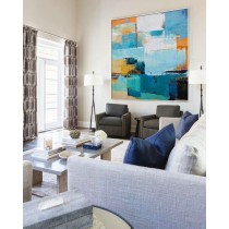 Large Palette Knife Painting On Canvas, Large Abstract canvas art Decor. Large Contemporary Painting, by Leo, blue, green, yellow