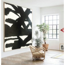 Large Abstract canvas art, Black and white art, Square picture, Oil painting, Oil canvas art, Large abstract wall, White squares, Modern painting, Art