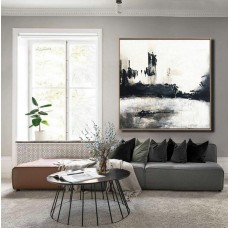 Black and white art, Acrylic painting, Big size art, Large Abstract canvas art, Canvas stratched painting, Home decor, Decor, Black and white