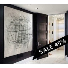 Black and White painting, Canvas Art, Art, Large Abstract Painting on Canvas, Square Contemporary Art, Hand Painted Original Painting