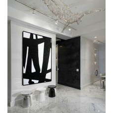 Original Large Rectangular Abstract Painting On Canvas Black White wall art Abstract Acrylic Painting On Canvas Minimalist Painting Art Oil