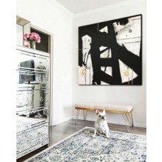 Abstract Acrylic Painting On Canvas Original Large Rectangular Abstract Painting On Canvas Black White wall art  Minimalist Painting Art Oil