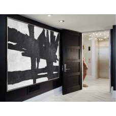 Hand Painted Extra Large Abstract Painting, Horizontal Acrylic Painting Large Wall Art. Black White Painting Original Art