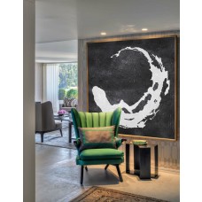 Extra Large Painting, Large Canvas Art. Mminimalist Art, Modern Art Abstract Painting Black and White Circle Earth. Hand Painted.