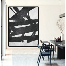 Extra Large Acrylic Painting On Canvas, Minimalist Painting Canvas Art, Black And White Geometrical Painting, HAND PAINTED Original Art.