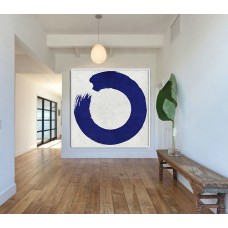 Hand Made Blue White Painting, Minimalist Large Abstract canvas art Canvas Art, Magic Circle, Large Wall Art Home Decor, Acrylic Painting On Canvas.