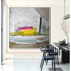 Abstract Painting  Contemporary Art Acrylic Painting, Hand Painted Large Abstract canvas art, yellow green, gray