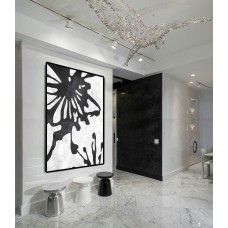 Huge Abstract Painting On Canvas, Vertical Canvas Painting, Extra Large Wall Art, Large Abstract canvas art Flower, Handmade. Black white with textures.