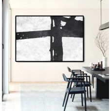 Hand Painted Extra Large Abstract Painting, Horizontal Acrylic Painting Large Wall Art. Black White Painting Original Art