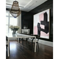 Black And Pink Painting Minimalist Art, Large Canvas Art. Abstract Painting, Modern Art Geometric Art. Acrylic Painting.