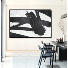 Hand Painted Extra Large Abstract Painting, Horizontal Acrylic Painting Large Wall Art. Black White Painting Original Art