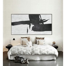 Extra Large 72" Horizontal Acrylic Painting On Canvas, Minimalist Painting Canvas Art, Black And White