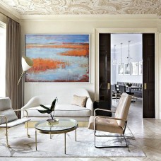 Abstract Oil Painting  Hand Painted landscape Painting  Blue, orange, purple, etc.