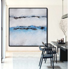 Large Abstract Painting Canvas Art, Landscape Painting On Canvas Acrylic Painting Wall Art By Dao. Blue Black White Brown