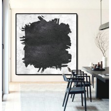 Original Abstract Painting Extra  Handmade Black White Acrylic MinimaIlst Painting.