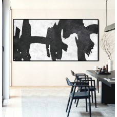 Extra Large 72" Horizontal Acrylic Painting On Canvas, Minimalist Painting Canvas Art, Black And White, Original Art.