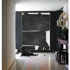 Original Abstract Painting Extra  Handmade Black White Acrylic MinimaIist Painting.