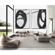 Set Of 2 Huge Contemporary Art Acrylic Painting On Canvas, Minimalist Canvas Wall Art Home Decor, HANDMADE.