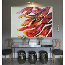 Large Painting Original Art Canvas Art. Contemporary Art, Modern Art Abstract Painting. Yellow green red orange -By Biao