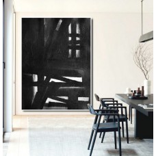 Extra Large Acrylic Painting On Canvas, Minimalist Painting Canvas Art, Black And White Geometrical Painting, HAND PAINTED Original Art.