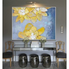 Large Painting, Original Art, Large Canvas Art. Contemporary Art, Modern Art Abstract Painting. Yellow, blue - By Biao.