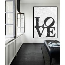 Abstract Painting On Canvas, Vertical Painting Canvas Art, Black And White Extra Large Wall Art. Love, Handmade.