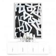 Abstract Painting  Modern Art Black and White Minimalist Art. Hand Painted Acrylic Painting on Canvas, 