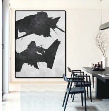 Extra Large Acrylic Painting On Canvas, Minimalist Painting Canvas Art, Black And White Geometrical Painting, HAND PAINTED Original Art.