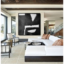 Original Artwork Extra Large Abstract Painting, Acrylic Painting Canvas Art Hand Painted Black And White Minimalst Painting.