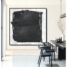 Original Abstract Painting Extra  Handmade Black White Acrylic MinimaIlst Painting.