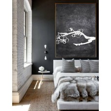 Extra Large Acrylic Painting On Canvas, Minimalist Painting Canvas Art, Black And White Flower Painting, HAND PAINTED Original Art.