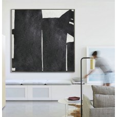 Abstract Painting Extra  Handmade Black White Geometric Art, Acrylic MinimaIlist Painting.