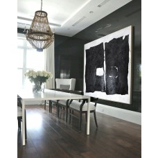 Modern Abstract Painting, Black And White Original Minimalist Art, Geometric Art,  Hand Painted Acrylic Painting.