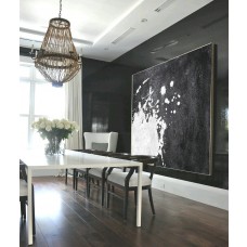 Large Acrylic Painting On Canvas, Modern Art Abstract Painting, Hand Painted Original Art Black And White.