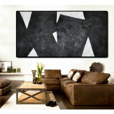 Extra Large 72" Horizontal Acrylic Painting On Canvas, Minimalist Painting Canvas Art, Black And White , Original Art.