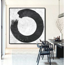 Original Abstract Painting Extra  Handmade Black White Acrylic MinimaIlst Painting.