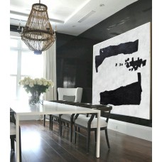 Large Large Abstract canvas art, Hand Painted Oil Painting Minimalist Art, Abstract Painting On Canvas, Geometric Art. Black White.