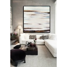 Original Art Extra Large Abstract Painting on Canvas Landscape Painting Canvas Art, Hand Painted By Dao. White Brown Blue