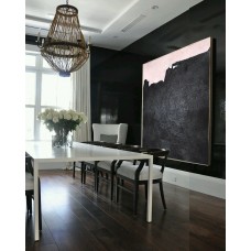 Black And Pink Oil Painting Minimalist Art, Large Canvas Art. Abstract Painting, Modern Art Geometric Art. Hand Painted Acrylic Painting.