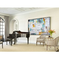 Original Horizontal Wall Art, Large Abstract canvas art Canvas Painting, Large Art. Green, yellow, beige, grey, red, orange. - By Baio