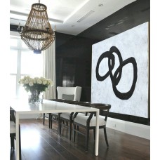 Large Large Abstract canvas art, Handmade Painting Minimalist Art, Abstract Painting On Canvas, Geometric Art. Black White.