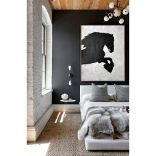 Black And White Horse Painting Minimalist Art, Large Canvas Art. Abstract Painting, Modern Art. Hand Painted Acrylic Painting.