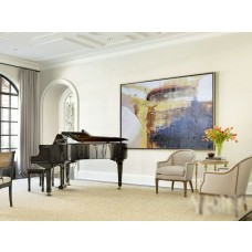 Handmade Original Horizontal Wall Art, Large Abstract canvas art Canvas Painting, Large Art. Blue, yellow, beige, grey, brown. - By Leo