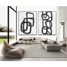 Set Of 2 Extra Large Acrylic Painting On Canvas, Minimalist Painting Canvas Art, Abstract Painting Wall Art, HANDMADE.