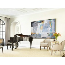 Original Horizontal Wall Art, Large Abstract canvas art Canvas Painting, Large Art. Green, yellow, beige, grey, red, orange. - By Baio