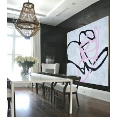 Handmade Painting Large Large Abstract canvas art, Hand Painted Aclylic Painting On Canvas Minimalist Art, Black White Purple.